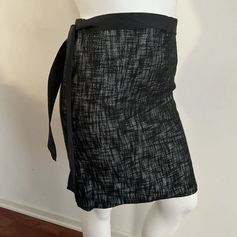 Tweed Linen Blend Talbots Skirt Black Belted Carer Workwear 12